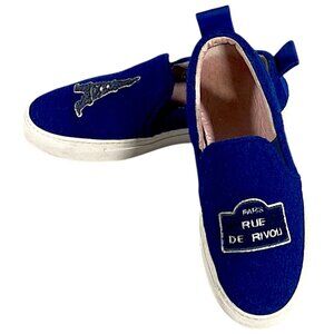 Joshua Sanders Shoes Womens 7 Blue Felt Slip On Sneaker Raris City Chic Blogger